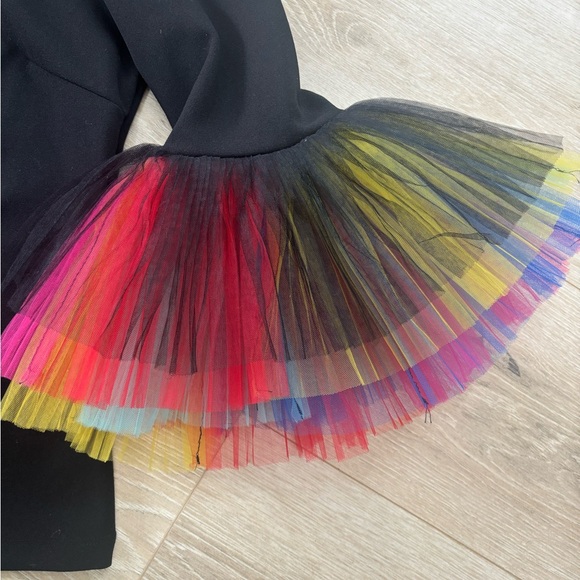 Tulle rainbow sleeve black party top - Picture 3 of 3